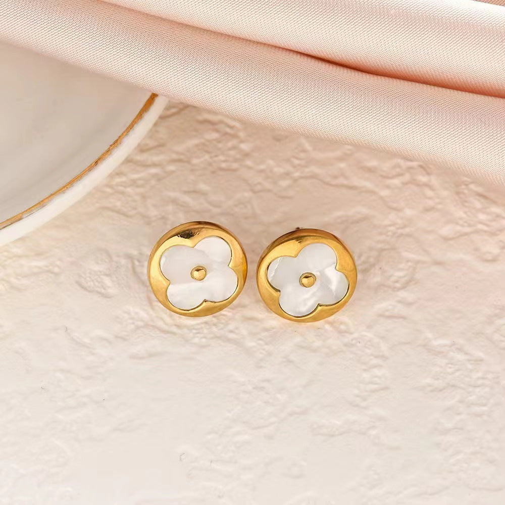 Fashion Titanium Steel Does Not Fade Short Ear Buckle Simple Geometric Rose Gold Earrings Stud Earrings