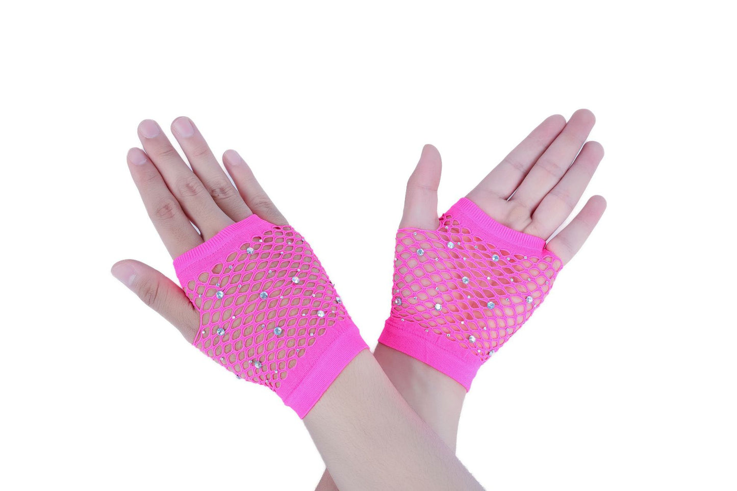 European and American Fashion Flash Diamond Short Sex Fishing Net Gloves Party Punk Decorative Half-finger Gloves Wholesale