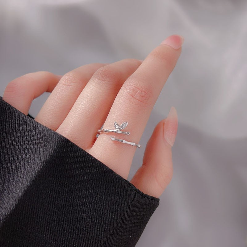 Korean Version 925 Sterling Silver Plain Ring, Women's Non-fading Ins Style Light Luxury High-end Sense Versatile Opening Adjustment Index Finger Ring