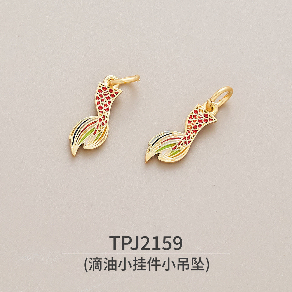 Copper, Ancient Gold, Color-preserving Dripping Oil, Small Pendant, Small Pendant, National Style Bracelet, Bracelet, Jewelry Accessories, Peace Talisman, Lucky Character