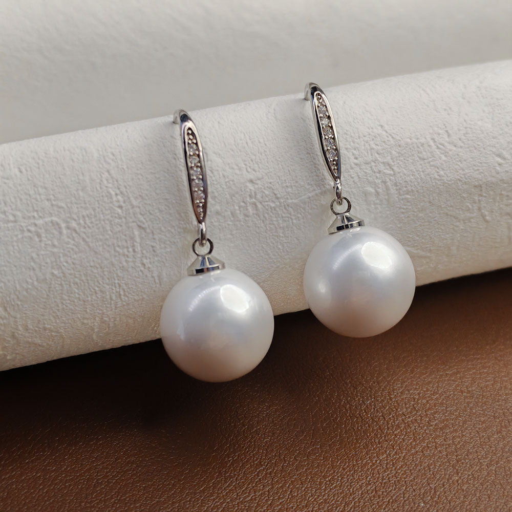 Pearl Earrings French High-end Micro-inlaid Zircon Pearl Ear Hook Simple Celebrity Temperament Earrings