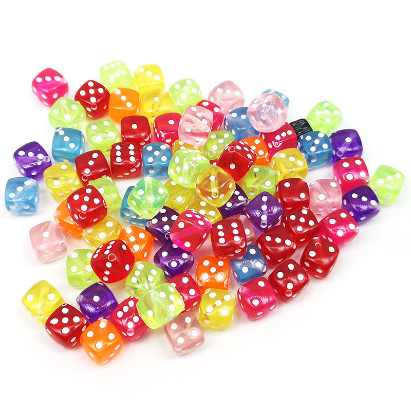 Accessories 8mm Acrylic Mahjong Dice Beaded Oblique Hole Dice Loose Beads DIY Material Bracelet Necklace Bracelet