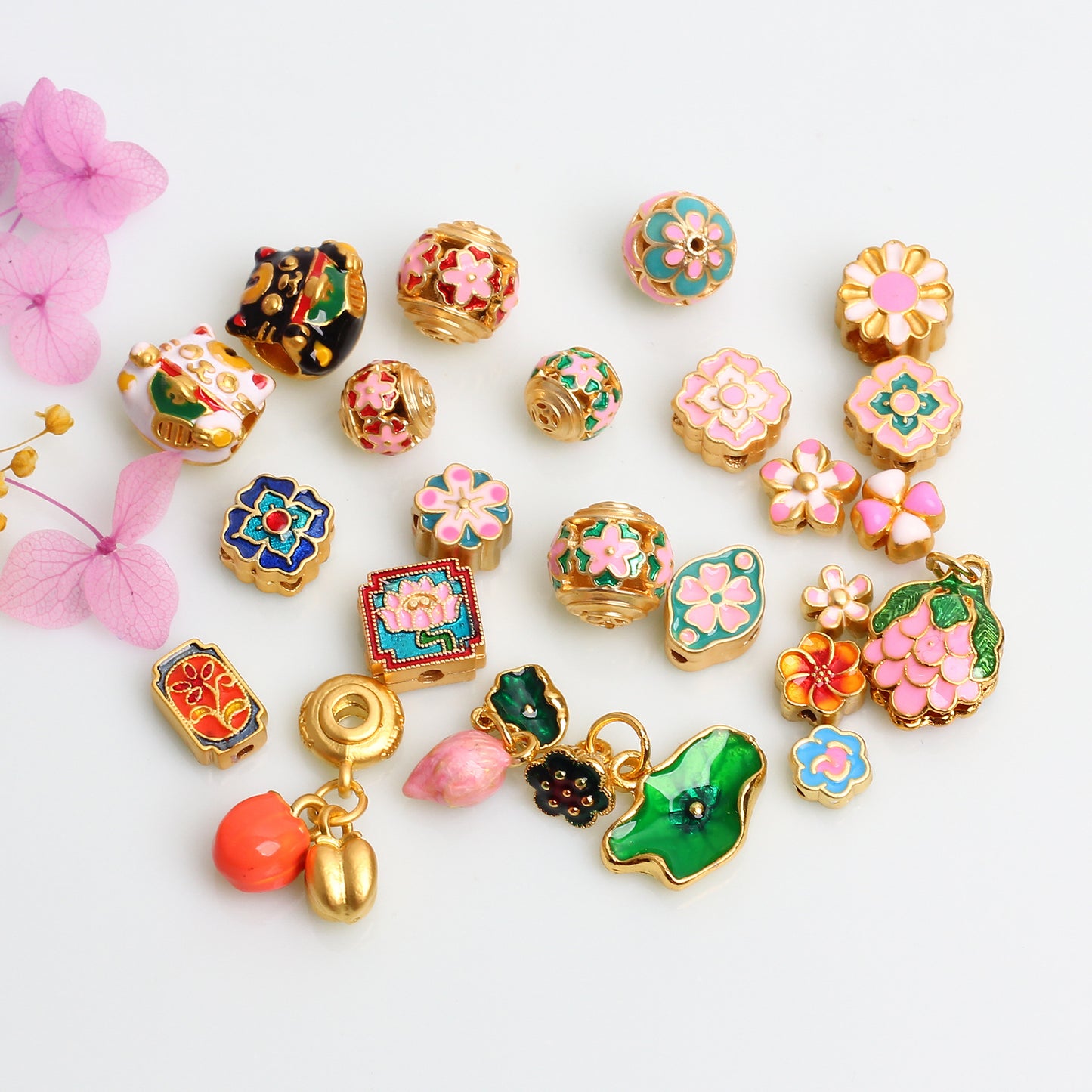 Lotus Lotus Pod Beaded Accessories, Ancient Pendant Hollow Bead Drum Bead DIY Bracelet Jewelry