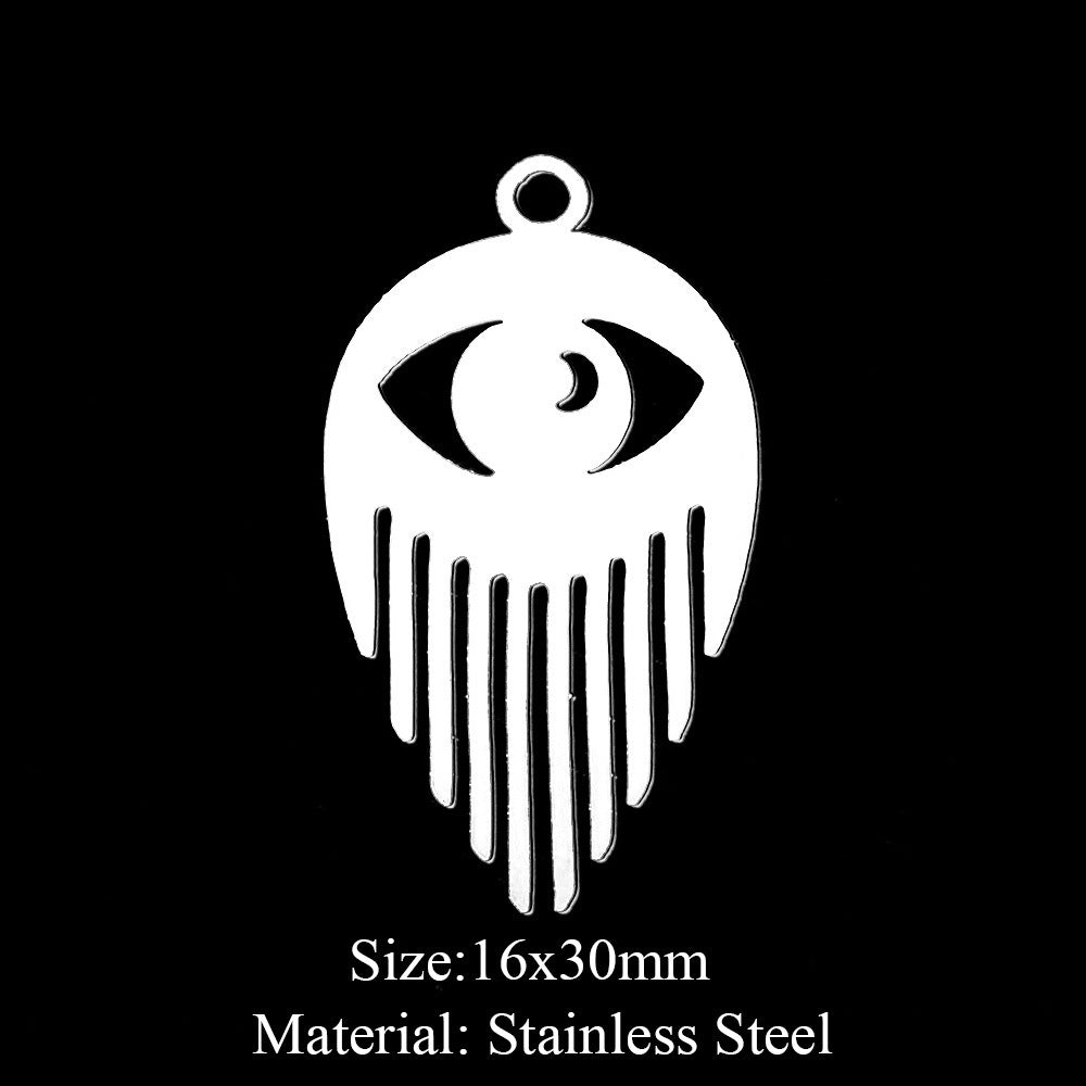 5 Pcs/bag Eye Fairy Face Pendant Geometric DIY Stainless Steel Jewelry Accessories Necklace Pendant