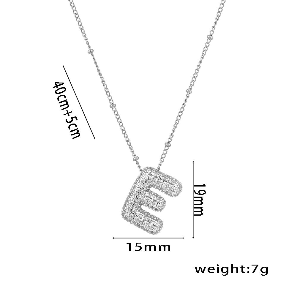 New European and American Micro-inlaid Zircon 26-letter Pendant Necklace Copper-plated 18K Gold Fashion Versatile Classic Jewelry