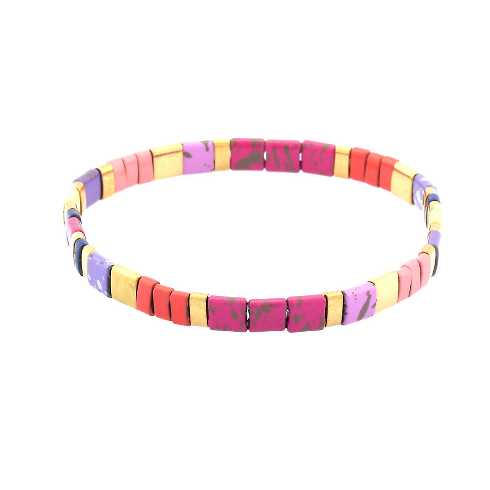 Stylish Retro Pull-up Beaded Bracelet, Simple Bohemian Hand-woven Elastic Bracelet for Women