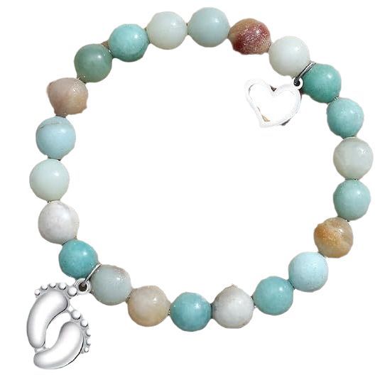 Mom Mother's Day Gift Bracelet Pink Zebra Emperor Stone Foot Pendant Elastic Rope Bracelet Jewelry