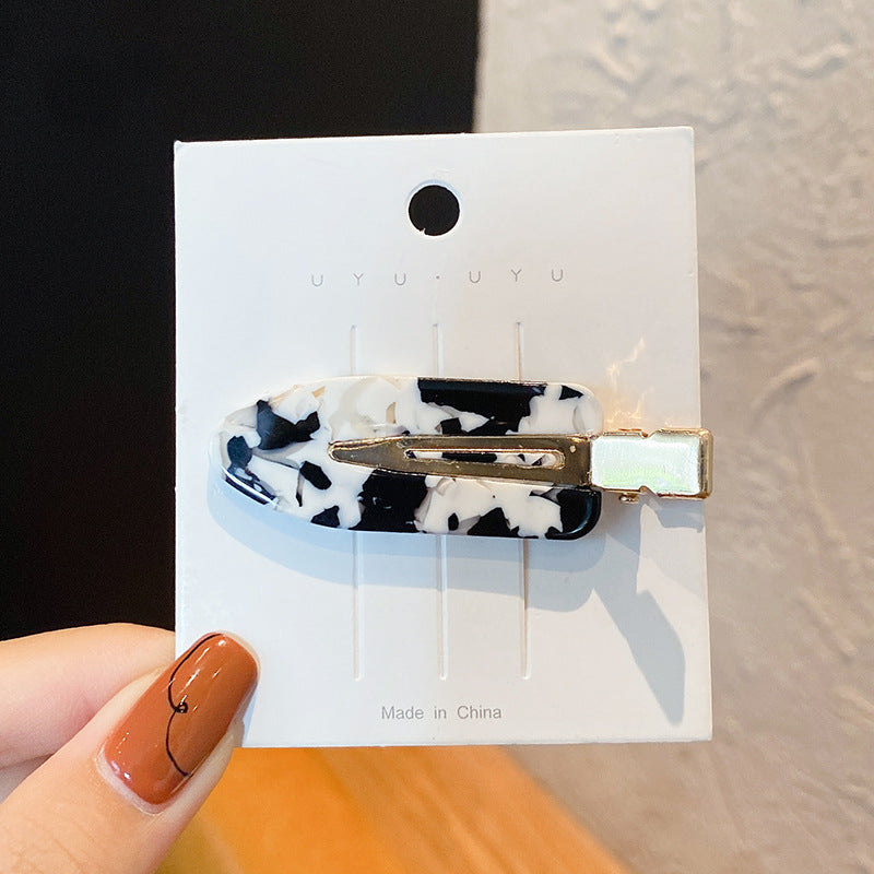 Black and White Checkerboard Hairpin Seamless Hairpin Broken Hair Bangs Side Clip Female Korean Duck Bill Clip One-word Clip