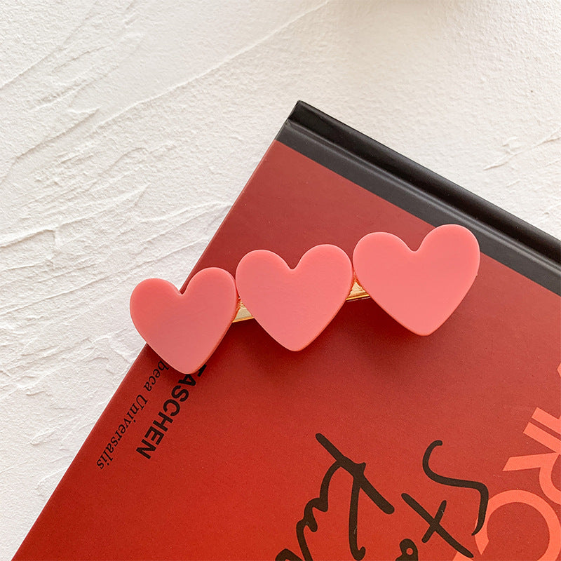 Korean Red Love Acetic Acid Hairpin Edge Clip Cute Bangs Broken Hair Side Duck Bill Hairpin Gentle Clip Headdress