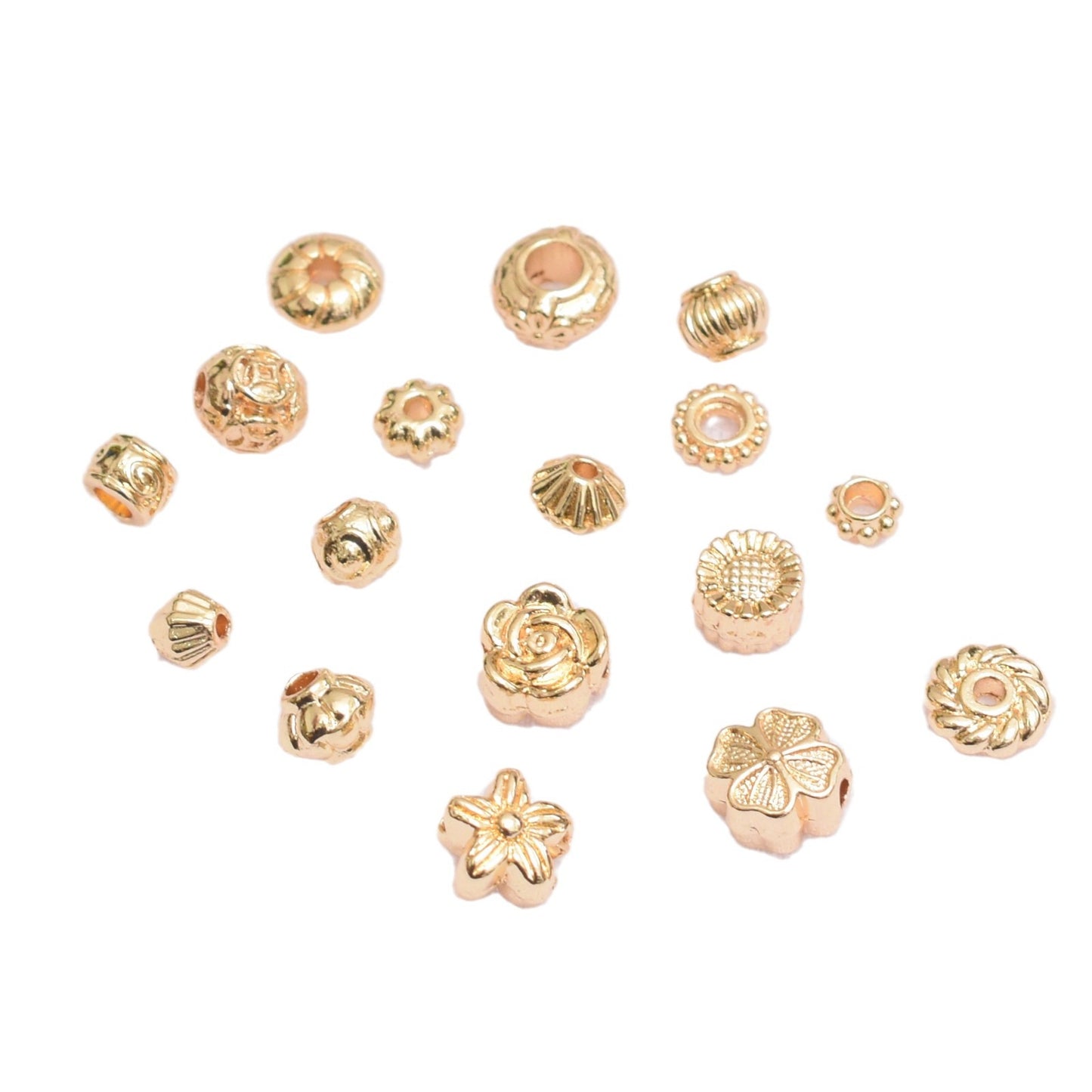 18K Gold-wrapped Color-preserving Beads Round Receptacle Beaded Spacer DIY Bracelet Necklace Jewelry Accessories Loose Beads Wholesale