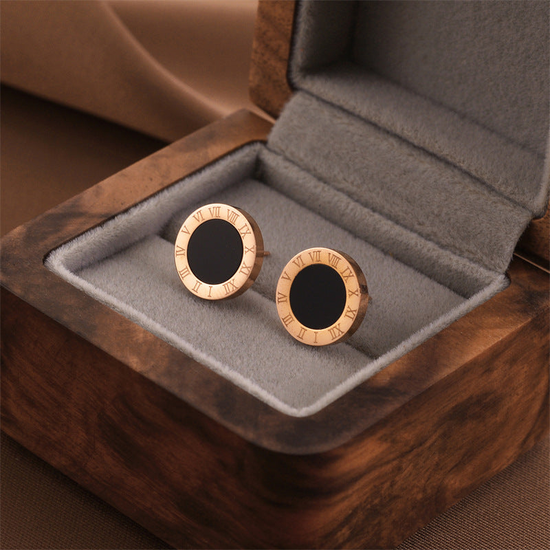 Fashion Titanium Steel Does Not Fade Short Ear Buckle Simple Geometric Rose Gold Earrings Stud Earrings