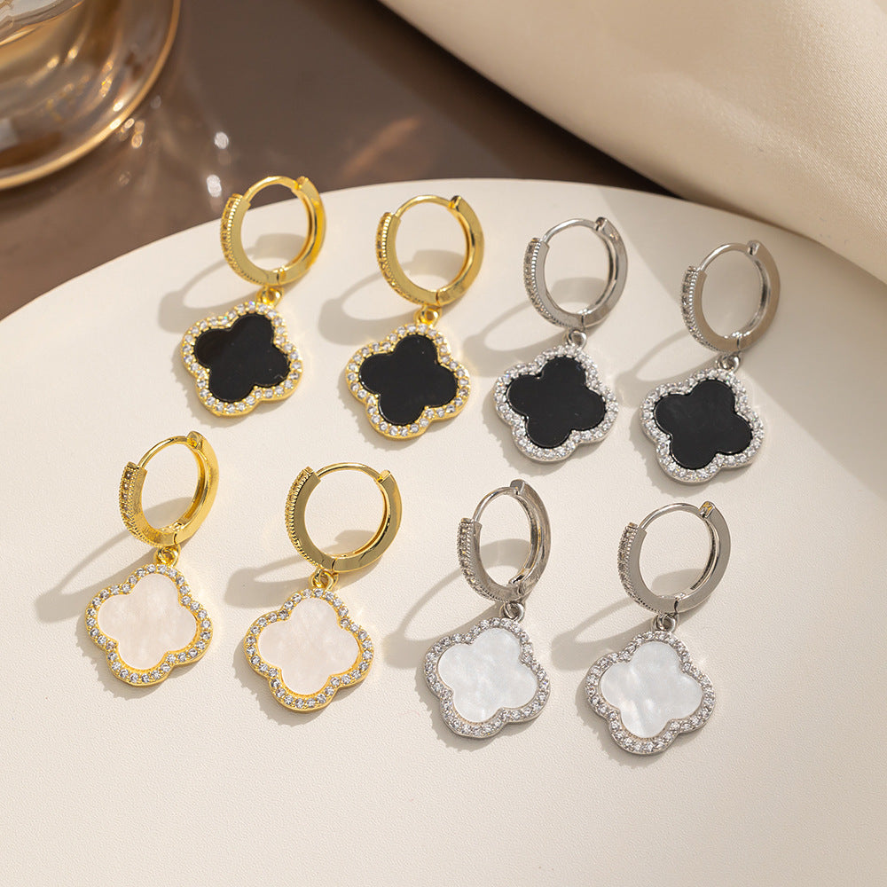 Four-leaf clover ear buckle new earrings temperament high-end source manufacturer four-leaf clover earrings