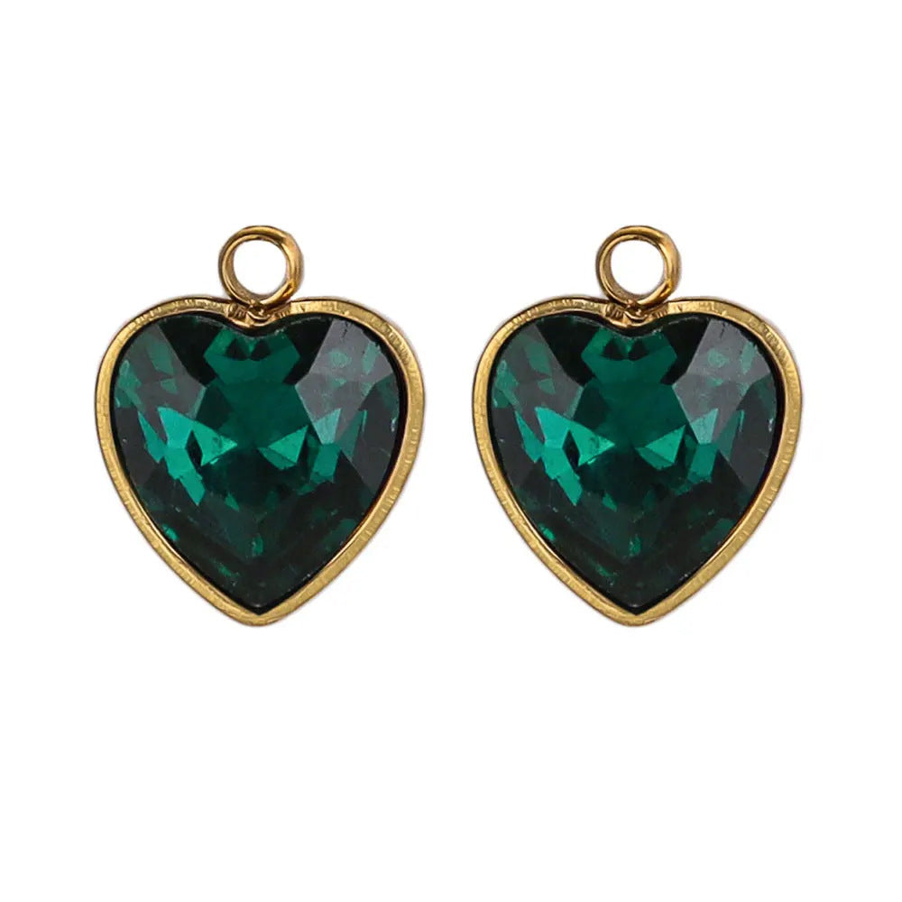 Stainless Steel Love Glass Pendant 18K Vacuum Plated Gold Pendant DIY Necklace Earrings Jewelry Accessories