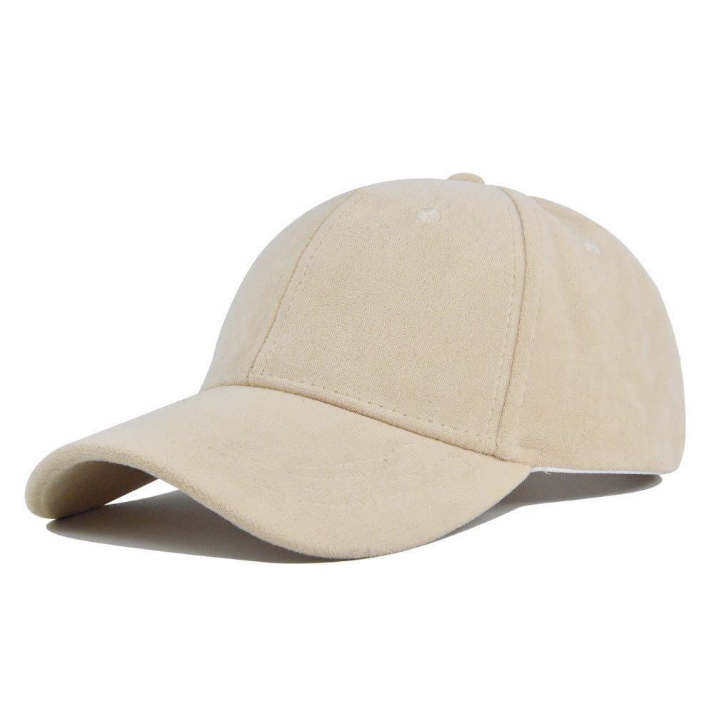 Imitation Suede Solid Color Hard Top Baseball Hat Simple Lamb Wool Cap Outdoor Sports Cap Curved Brim Shade