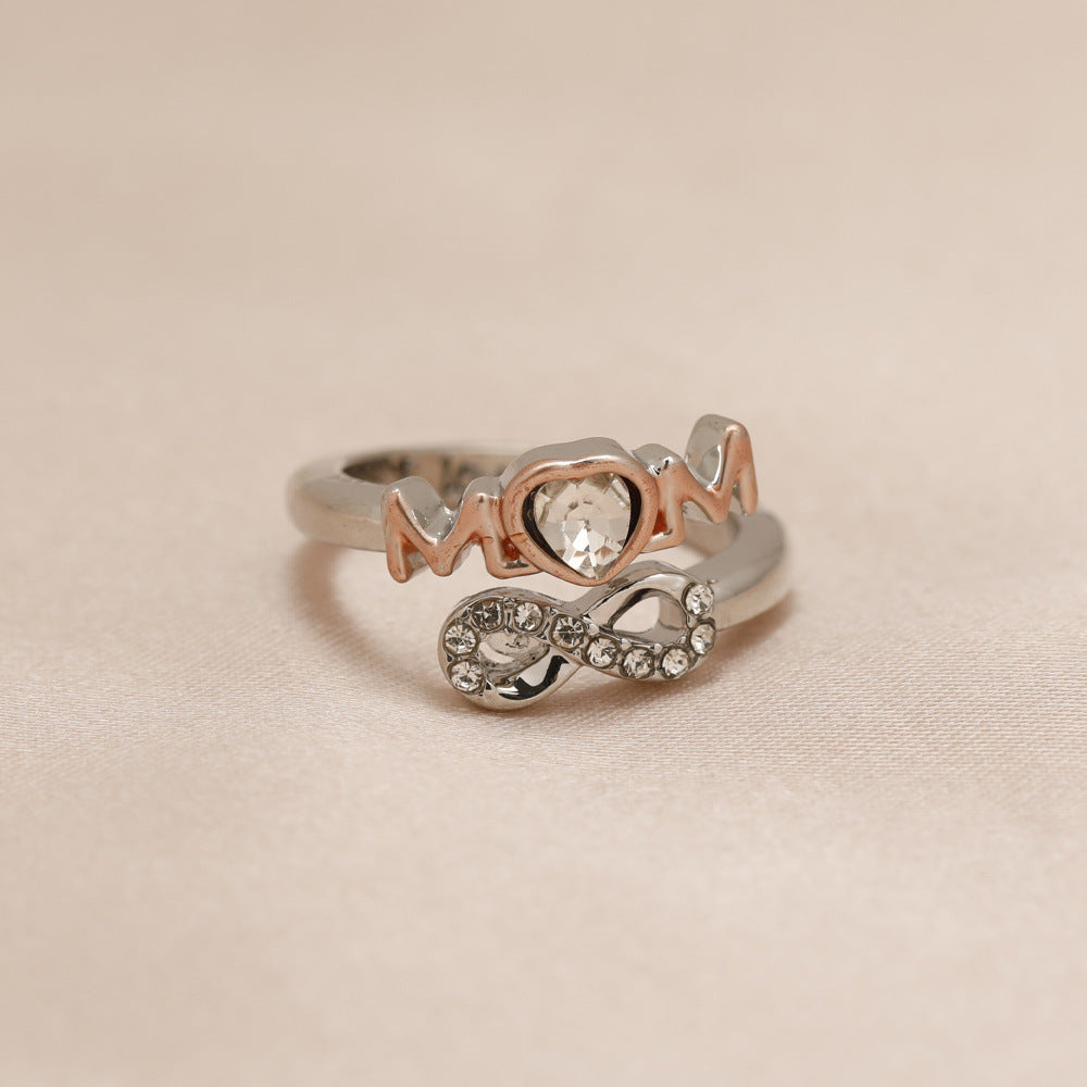 Popular Two-color Mom Ring Creative Adjustable Opening Ring