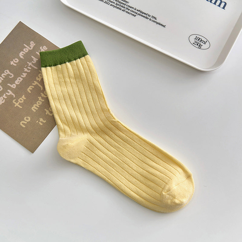 Socks Women's Summer Medium Tube Socks Dopamine Candy Color Korean Spring and Autumn Stacking Socks