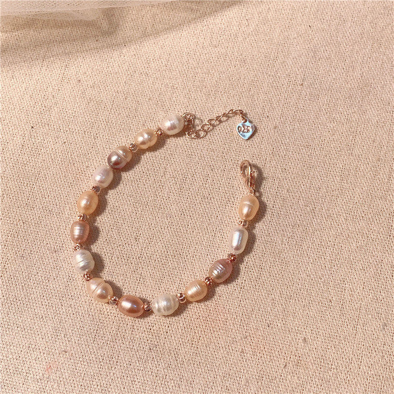 Baroque Natural Freshwater Pearl Bracelet Women, New Retro French Gentle Ins Style Niche Design Jewelry