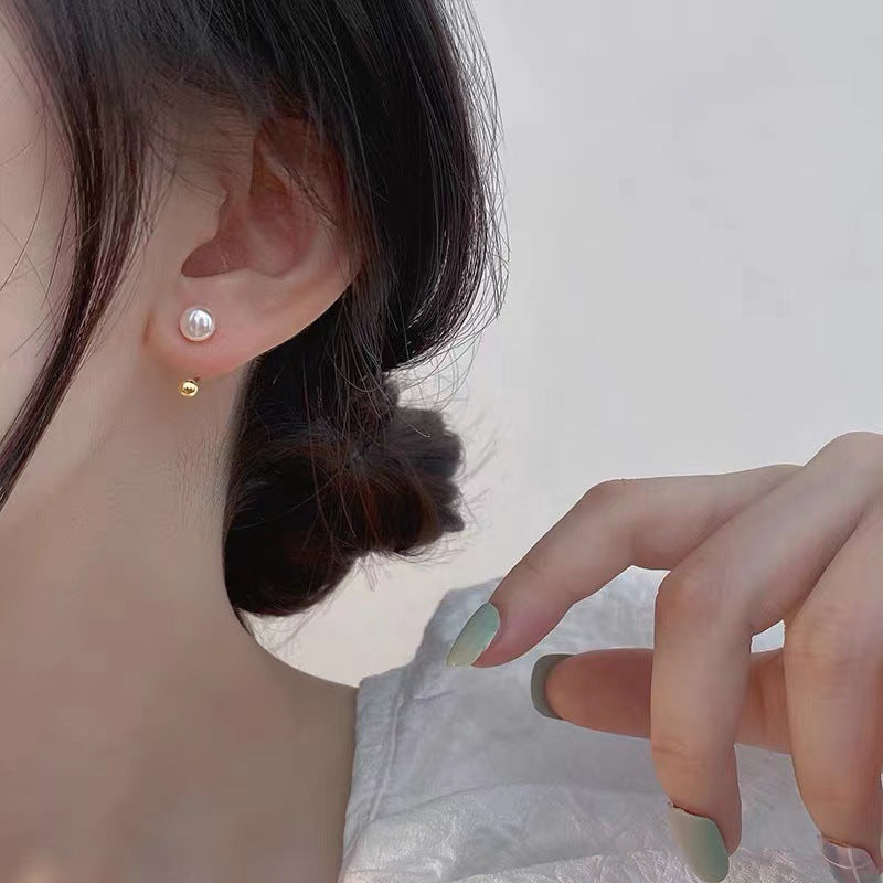 Freshwater Pearl Earrings Women's Tide Retro French Light Luxury High-end Niche Design Sterling Silver Ear Hook
