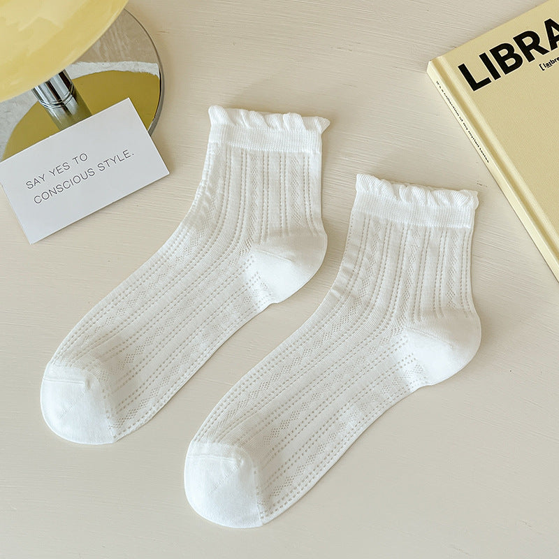 Lace Socks Children's Summer Thin Mesh Hollow Breathable Medium Tube Socks Simple Versatile Women's Socks