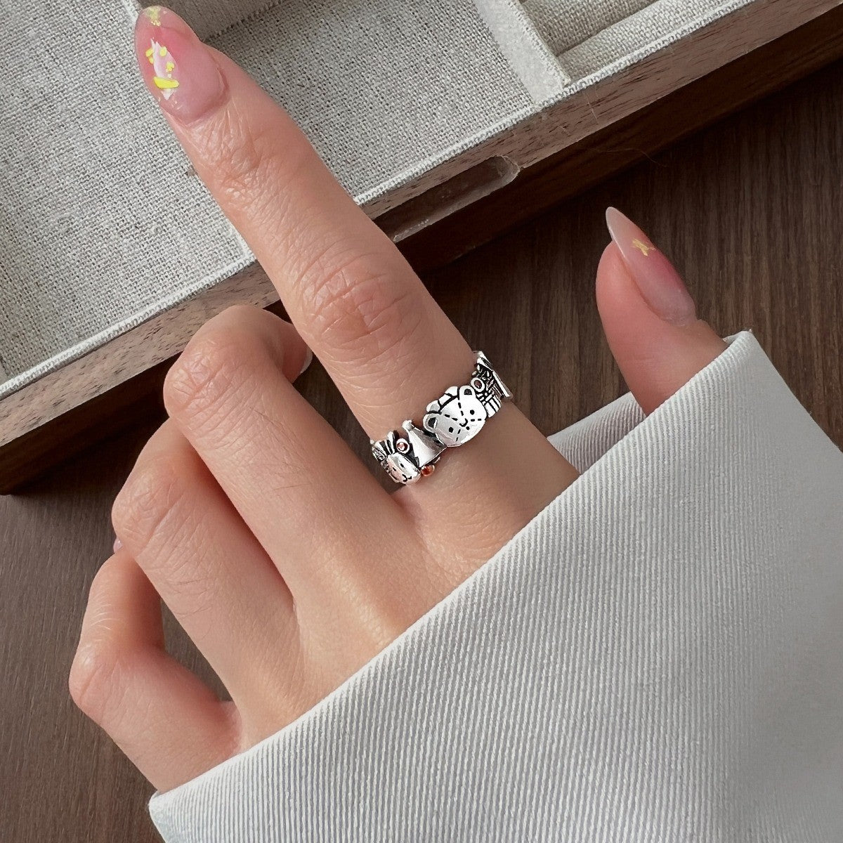 Korean Version 925 Sterling Silver Plain Ring, Women's Non-fading Ins Style Light Luxury High-end Sense Versatile Opening Adjustment Index Finger Ring