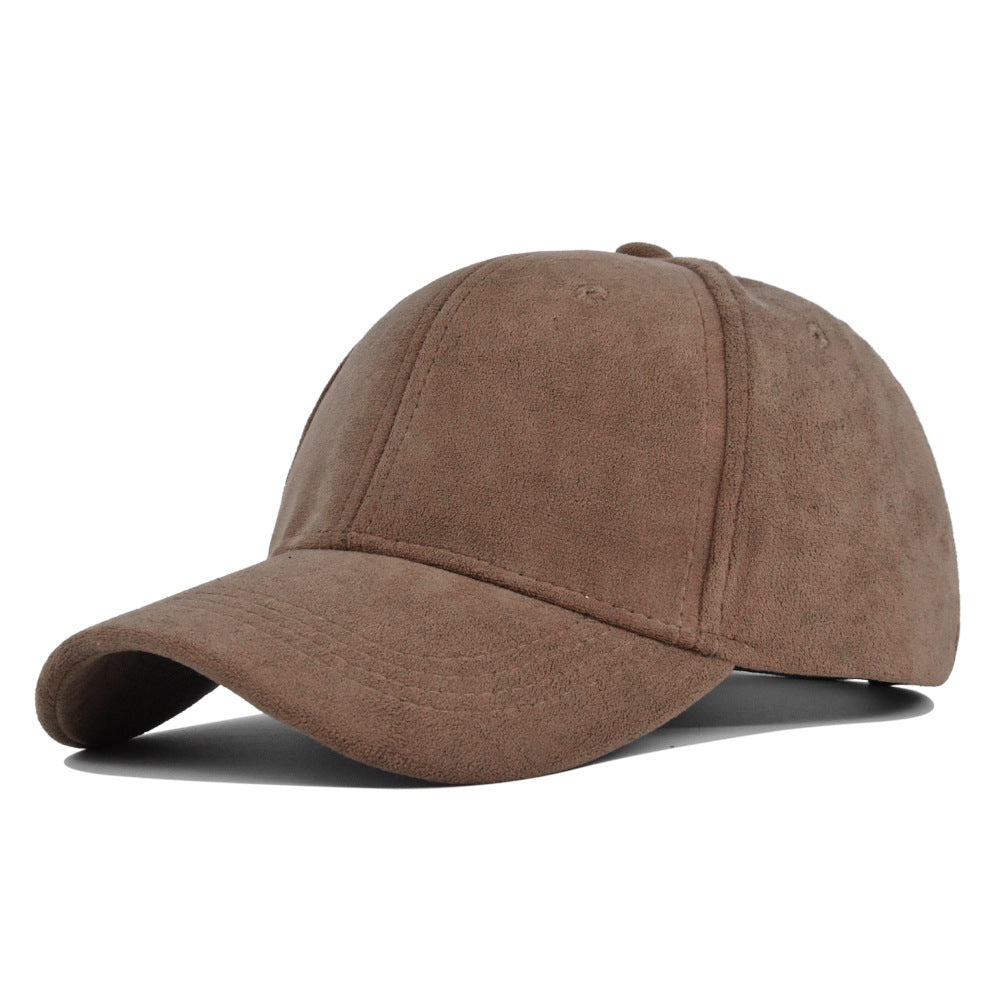 Imitation Suede Solid Color Hard Top Baseball Hat Simple Lamb Wool Cap Outdoor Sports Cap Curved Brim Shade