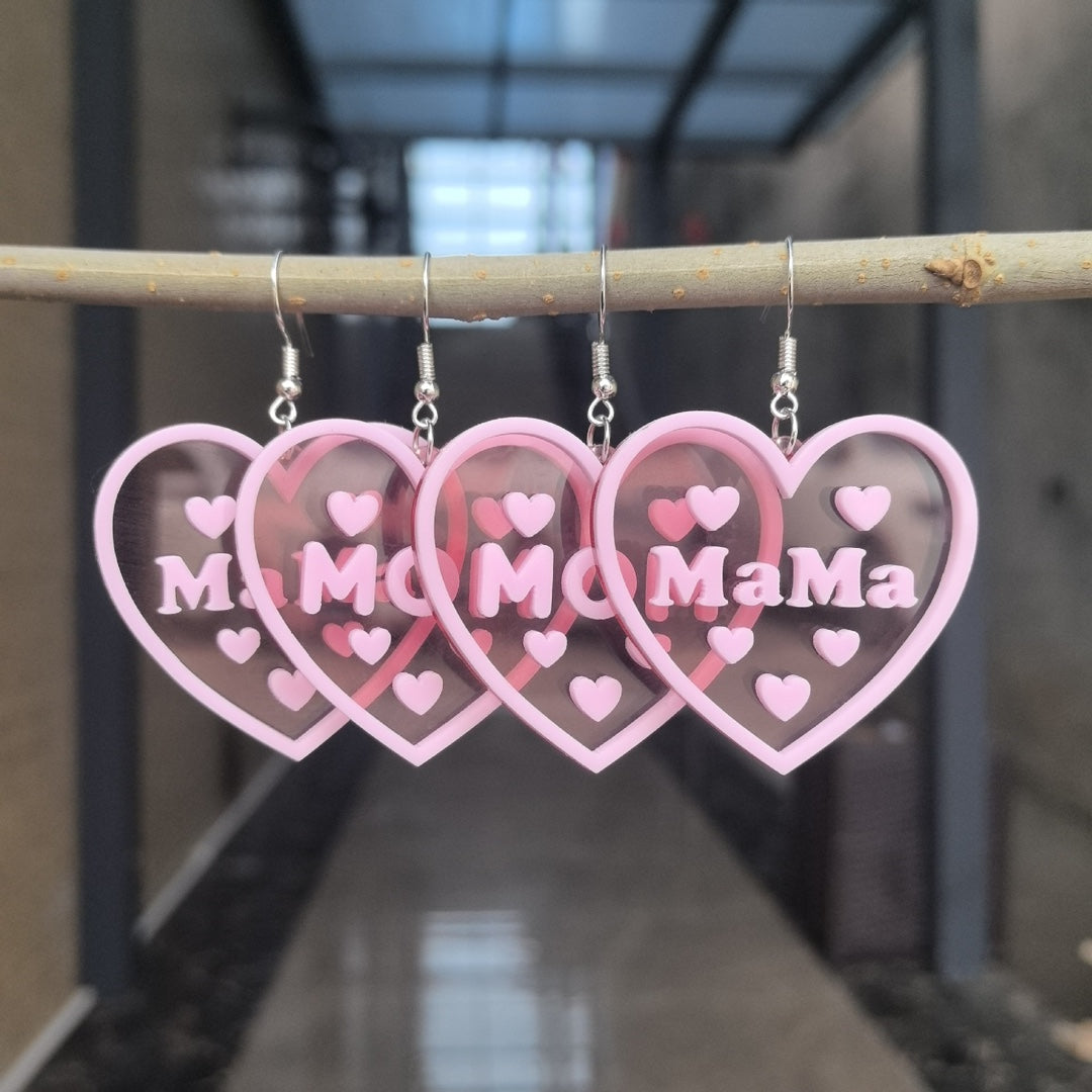 New Mother's Day Double Acrylic English Letter MOM MAMA Love Earrings Holiday Earrings