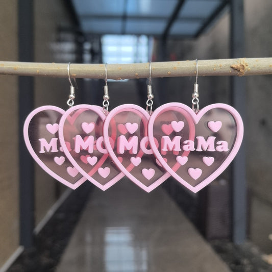 New Mother's Day Double Acrylic English Letter MOM MAMA Love Earrings Holiday Earrings