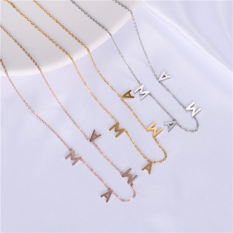 Europe and The United States Hot-selling Stainless Steel Necklace MAMA Welding Small Letters Simple High-end Mother's Day Gift Necklace