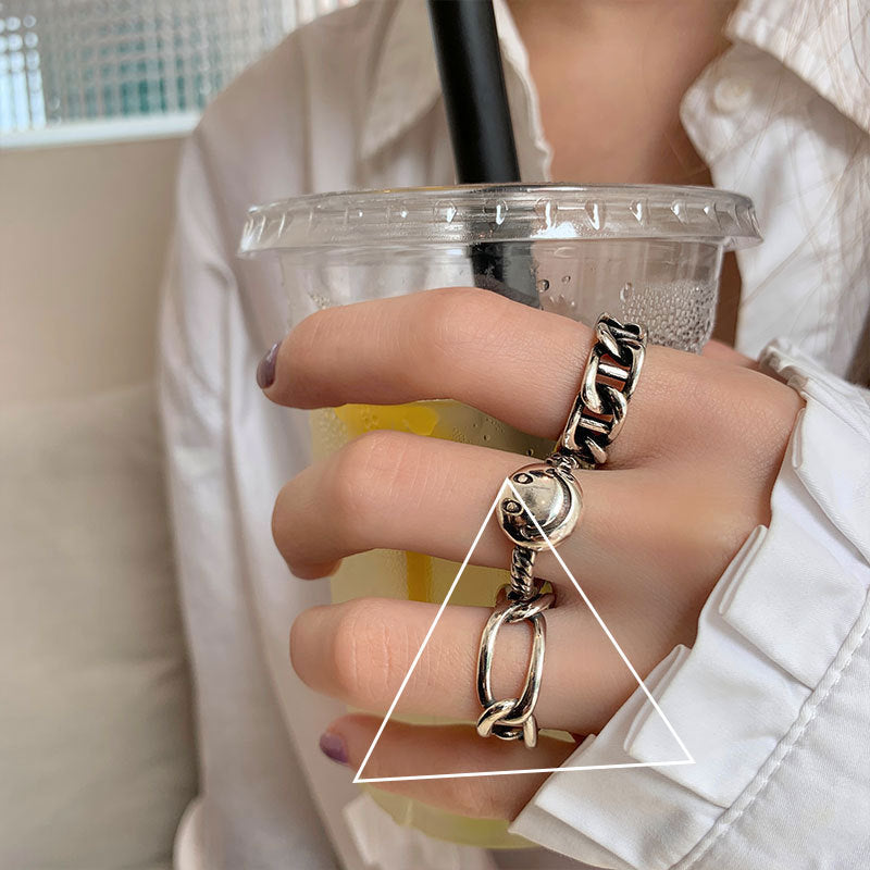 925 Sterling Silver Ring Retro Thai Silver Love English Letter Hollow Index Finger Ring Niche Design Cold Wind Light Luxury