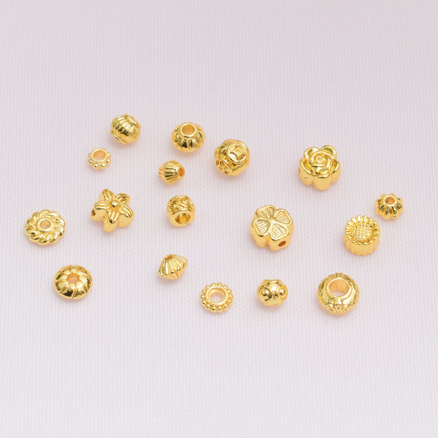 18K Gold-wrapped Color-preserving Beads Round Receptacle Beaded Spacer DIY Bracelet Necklace Jewelry Accessories Loose Beads Wholesale