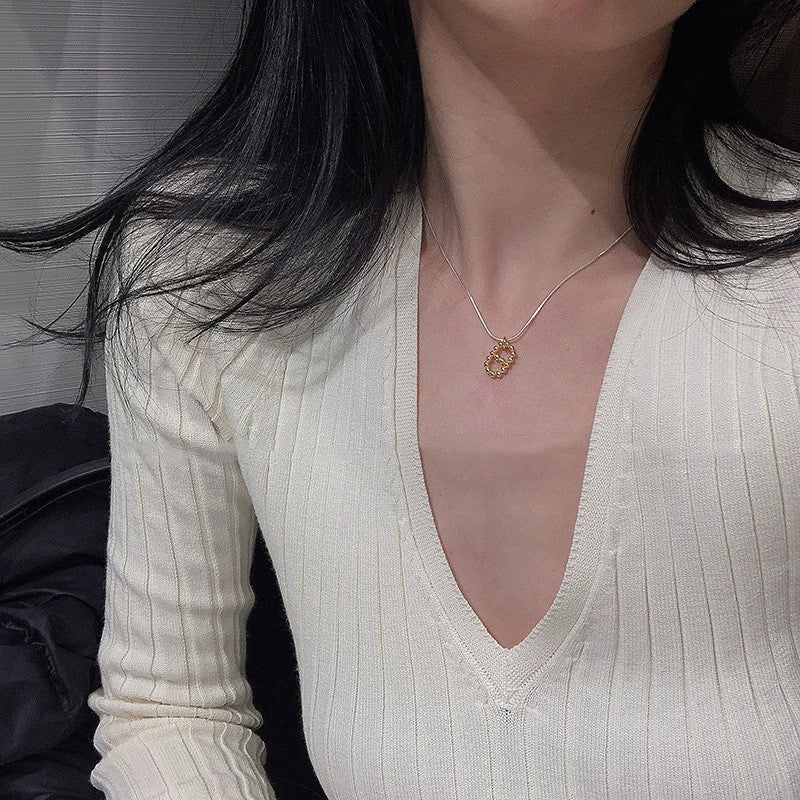 925 Silver Love Necklace Women's Summer High Sense Design Sense Niche Light Luxury Collarbone Chain Neck Chain