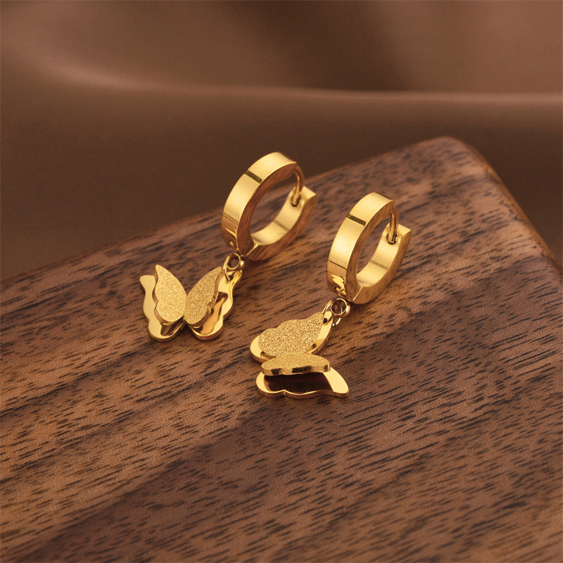 Fashion Titanium Steel Does Not Fade Short Ear Buckle Simple Geometric Rose Gold Earrings Stud Earrings