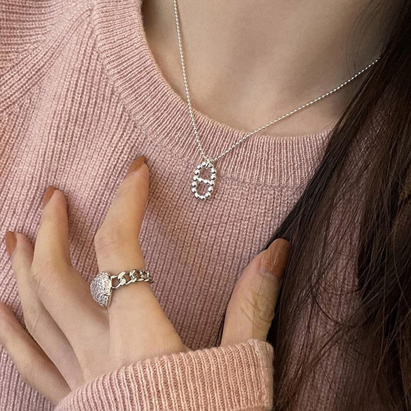 925 Silver Love Necklace Women's Summer High Sense Design Sense Niche Light Luxury Collarbone Chain Neck Chain