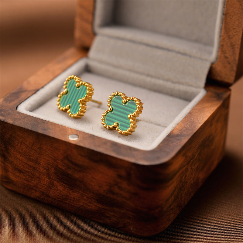 Fashion Titanium Steel Does Not Fade Short Ear Buckle Simple Geometric Rose Gold Earrings Stud Earrings
