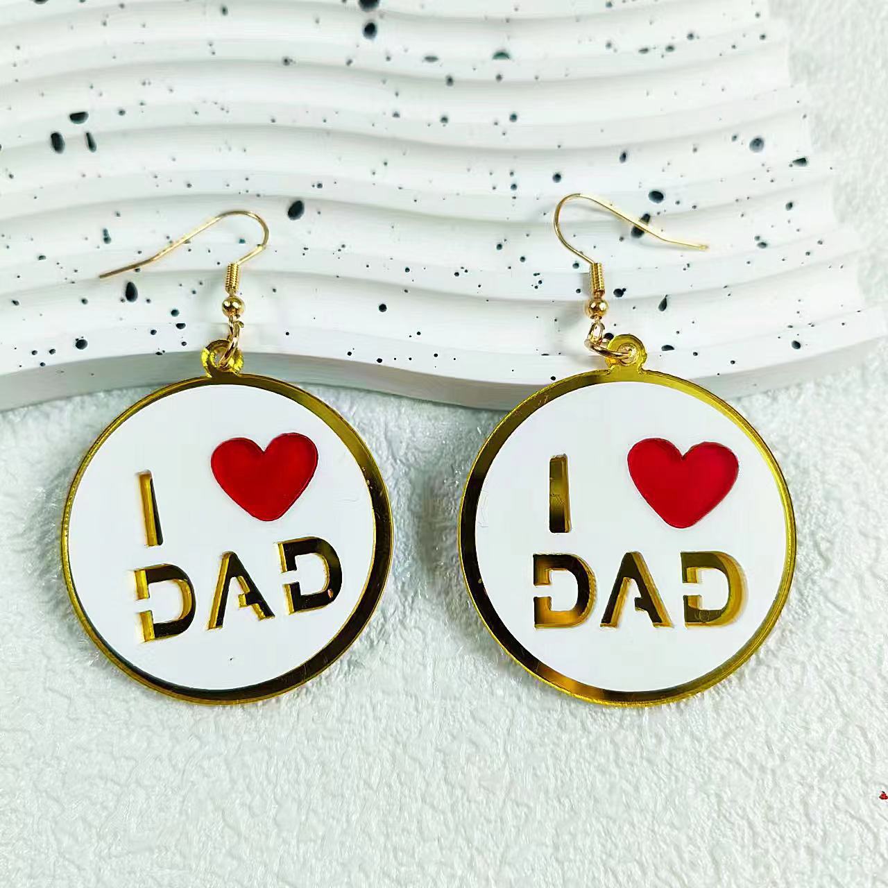 Mother's Day Pattern Round Pendant Earrings Elegant and Simple Acrylic Fashion Jewelry Gift Ear Jewelry