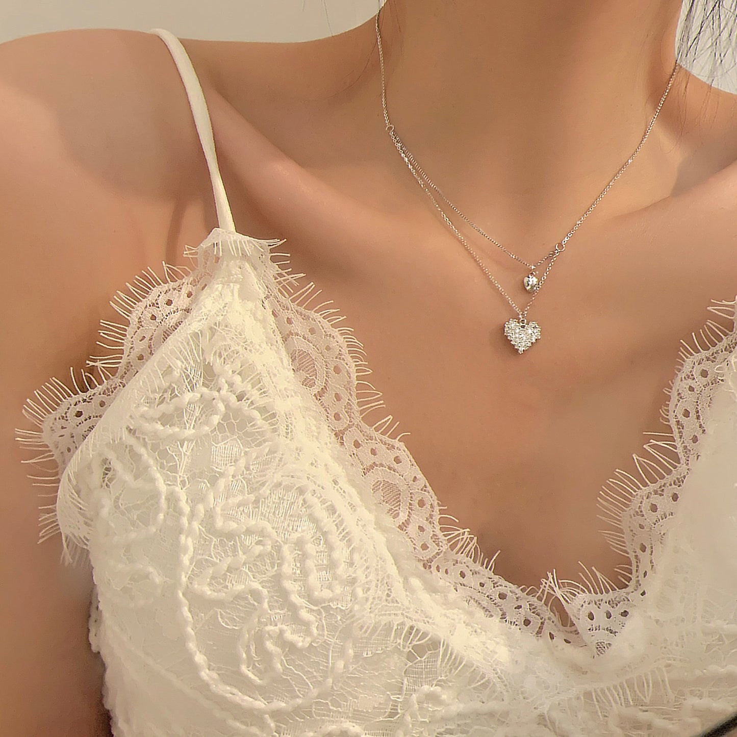 925 Silver Love Necklace Women's Summer High Sense Design Sense Niche Light Luxury Collarbone Chain Neck Chain