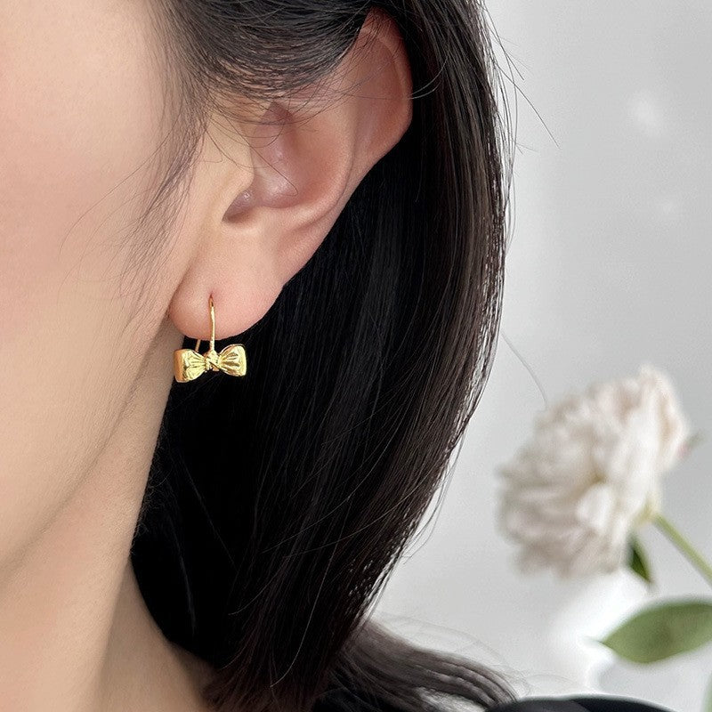 Retro Hong Kong Style Temperament Stud Earrings Female Explosion Internet Celebrity Niche High Sense Gold Earrings