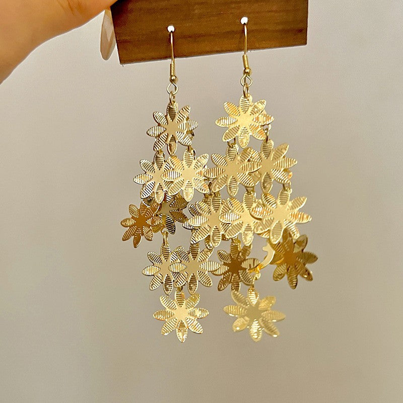 Retro Hong Kong Style Temperament Stud Earrings Female Explosion Internet Celebrity Niche High Sense Gold Earrings