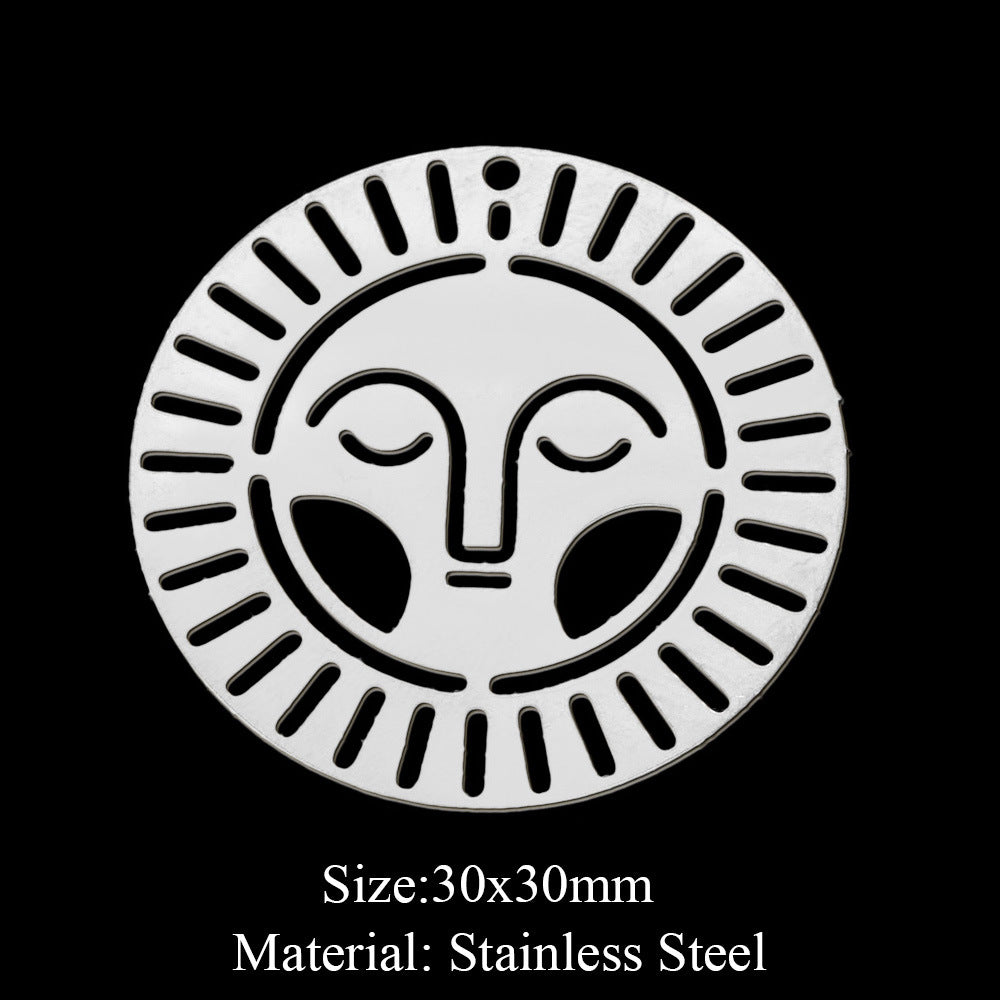 5 Pcs/bag Eye Fairy Face Pendant Geometric DIY Stainless Steel Jewelry Accessories Necklace Pendant