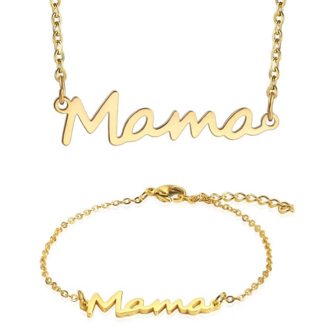 European and American Fashion Creative Design Mother's Day Gift Stainless Steel Mama Letter Pendant Necklace
