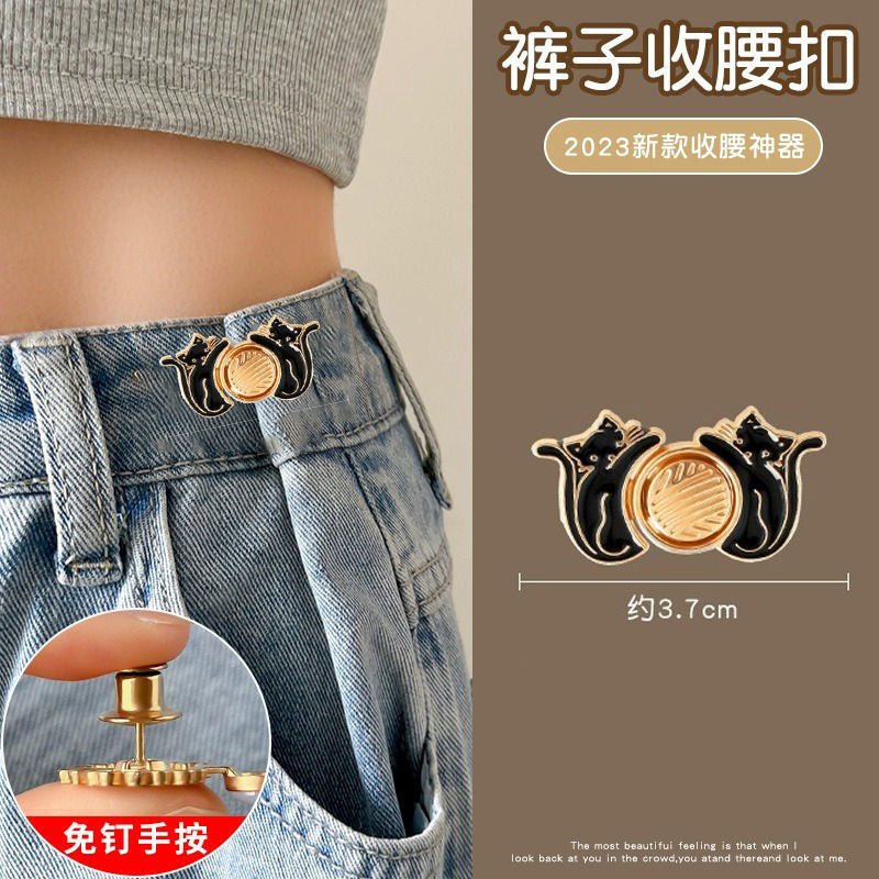 Jeans Waistband Reduced Waist Buckle Brooch Women's Skirt Tightened Waist Artifact Pin Fixed Anti-light Buckle Button