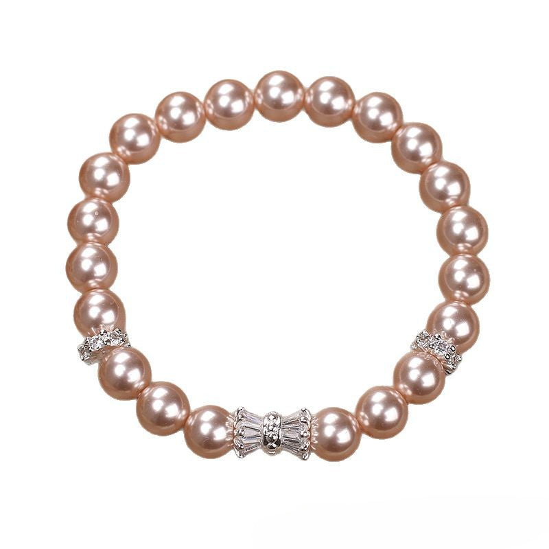 Lilac Aurora Pearl Bracelet Women's New Light Luxury Niche High-end Zircon Bow Temperament Bracelet Wholesale