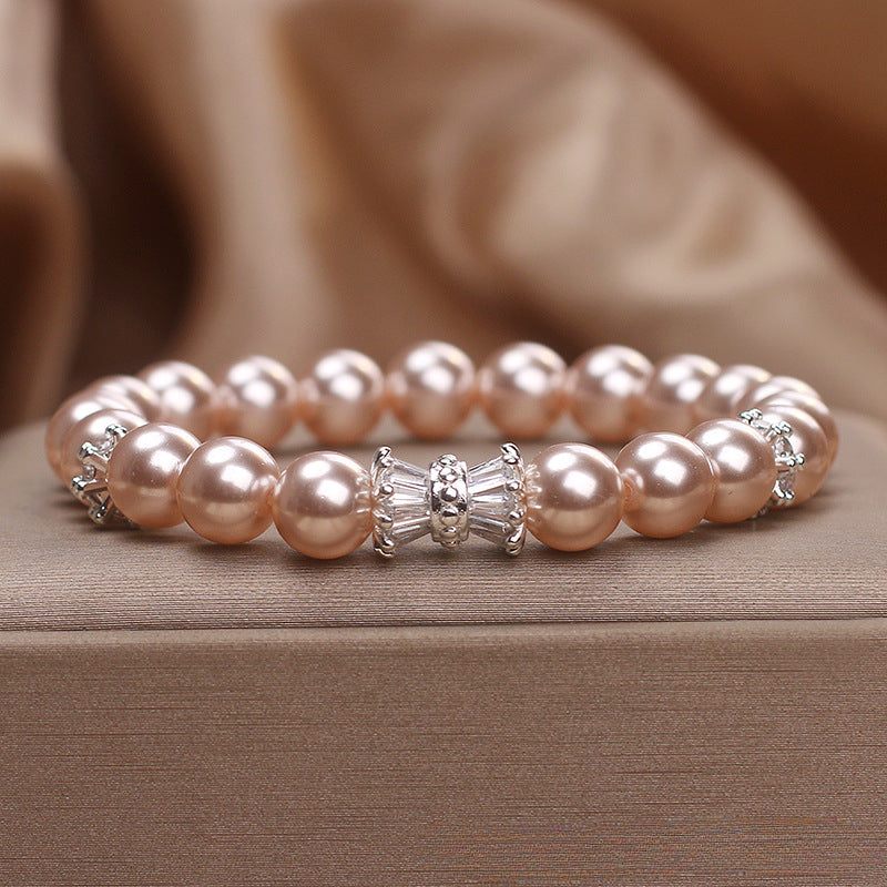 Lilac Aurora Pearl Bracelet Women's New Light Luxury Niche High-end Zircon Bow Temperament Bracelet Wholesale