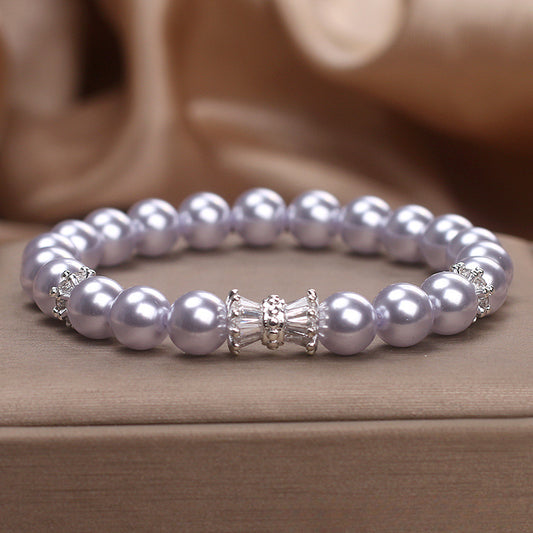 Lilac Aurora Pearl Bracelet Women's New Light Luxury Niche High-end Zircon Bow Temperament Bracelet Wholesale