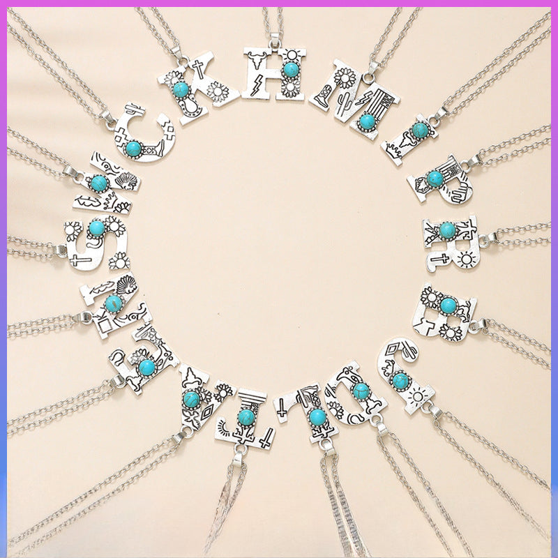 Western Wind Alloy English Alphabet Necklace Mother's Day Gift
