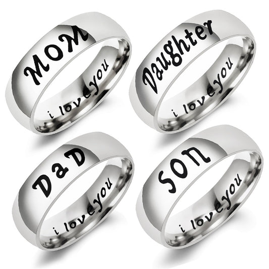 European and American New Family DAD Ring LOVE MOM SON DAUGHTER Mother's Day Father's Day Gift Jewelry