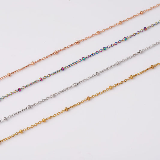 Spot Multi-size Stainless Steel Clip Bead Chain with Round Bead DIY Chain Necklace 40/45/50 /60/75cm