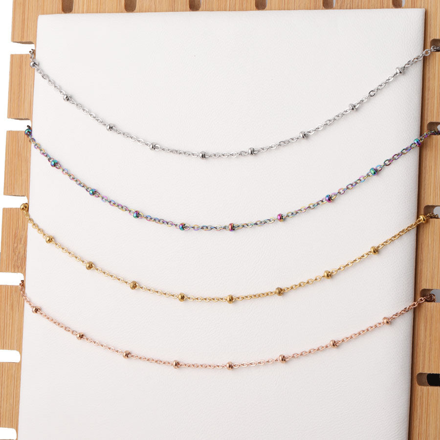 Spot Multi-size Stainless Steel Clip Bead Chain with Round Bead DIY Chain Necklace 40/45/50 /60/75cm