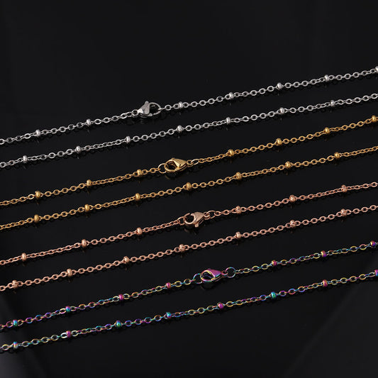Spot Multi-size Stainless Steel Clip Bead Chain with Round Bead DIY Chain Necklace 40/45/50 /60/75cm