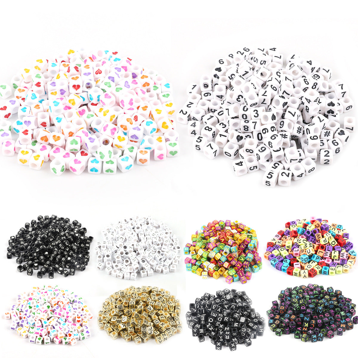 Acrylic Numbers English Alphabet Beads DIY Children's Beaded Jewelry Accessories, Loose Beads Square Beads 100 in A Pack